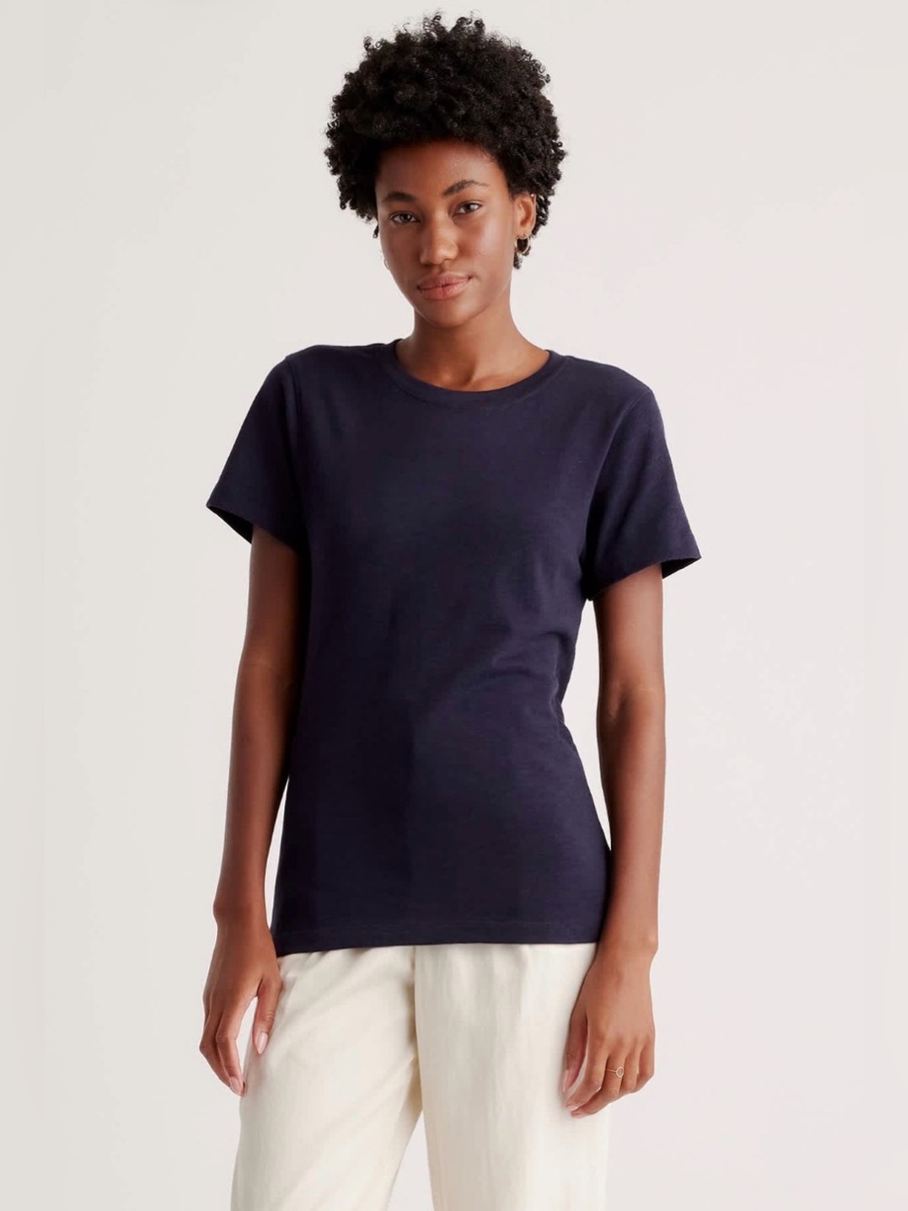 Quince 100% Organic Cotton Slub Crewneck Tee in Navy M